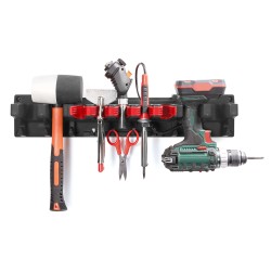 Supporti Ganci per Attrezzi da Garage Officina | 12,8x59,7x11,8 cm | Portata 15 Kg | Nero | in Plastica